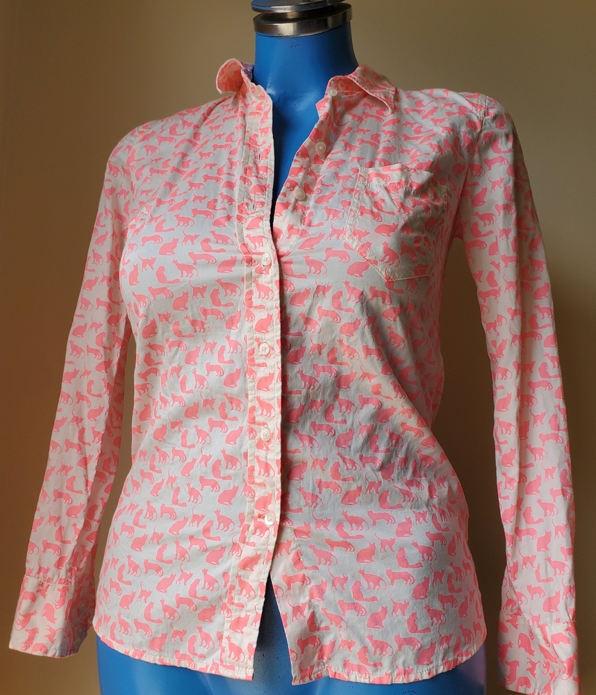 The Fitted Boyfriend Button Down Cat Shirt